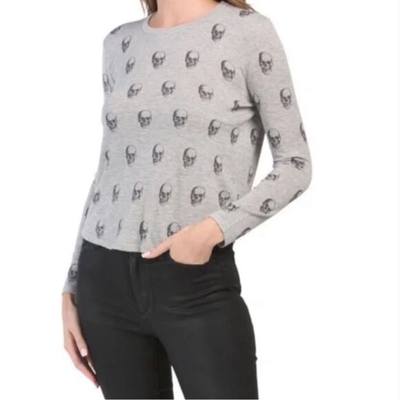 Skull Cashmere Gray With Skulls - Picture 1 of 8